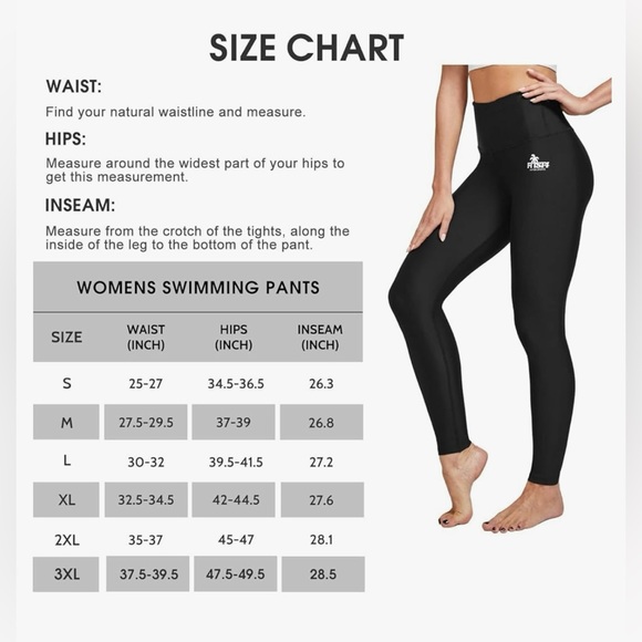 FitsT4 women’s swimming legg high waisted swim pants full length swimming - Picture 6 of 6